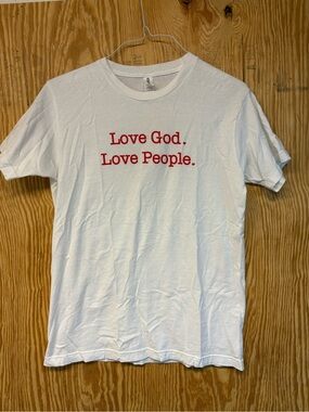 Tultex White Tee with Red Lettering